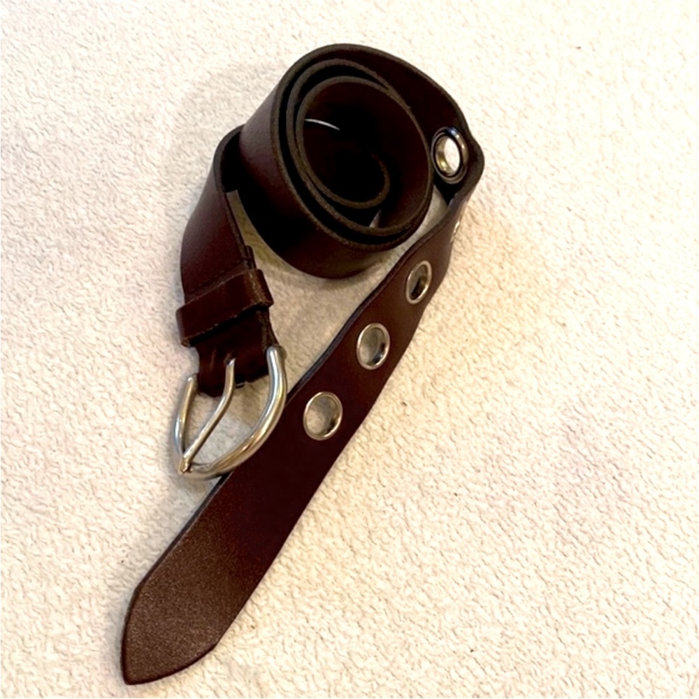 J Crew Vintage Brown Leather Grommet Belt Women’s Medium